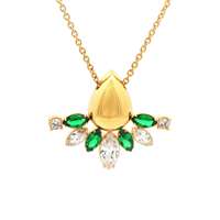 AURORA GOLD CRYSTAL&GREEN STONES NECKLACE