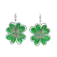 LUCKY BLOOM GREEN STONES GREEN GLAZED EARRINGS