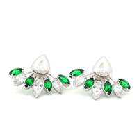 AURORA CRYSTAL&GREEN STONES EARRINGS