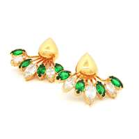 AURORA GOLD CRYSTAL&GREEN STONES EARRINGS