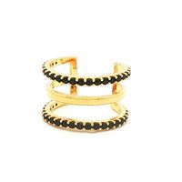 LINE GOLD BLACK STONES RING