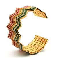KALEDO GOLD CRYSTAL STONES GREEN&RED GLAZED BRACELET