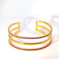 LINE GOLD RUBY STONES BRACELET