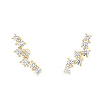 rainbow gold crystal earrings central pin