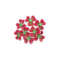 clover green stones red&green glazed ring